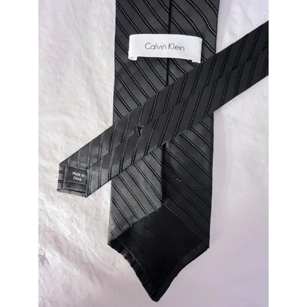 Lot of 5 Vintage Calvin Klein Silk Ties Necktie -Brown Black Geometric